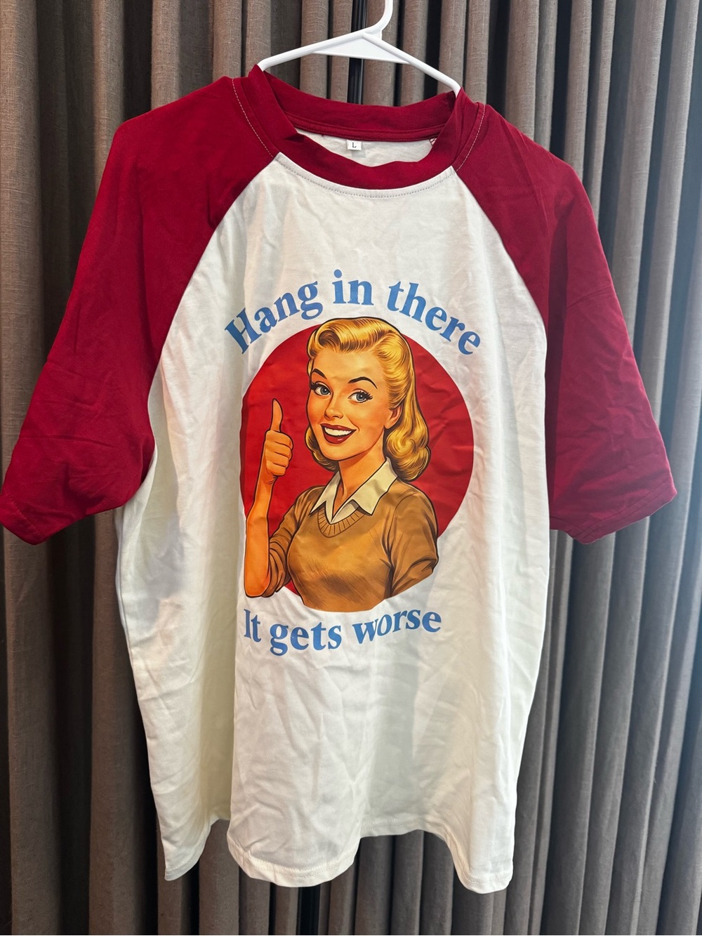 The Retro Tee - Funny Motivation 1950s Raglan Baseball T-Shirt - NWOT ♥️🤍